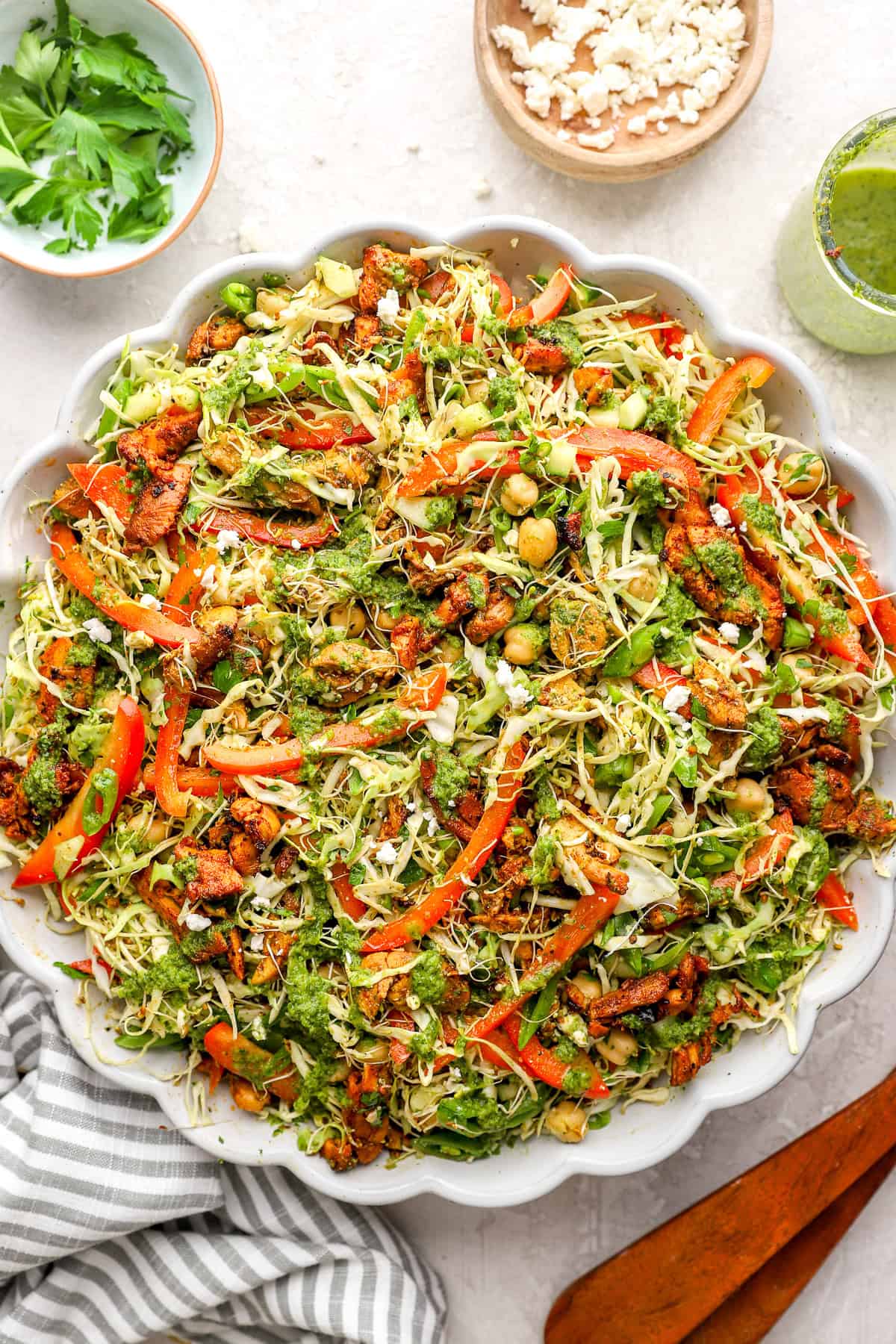 Green Goddess Chicken Salad w/ Crispy Shawarma Chicken