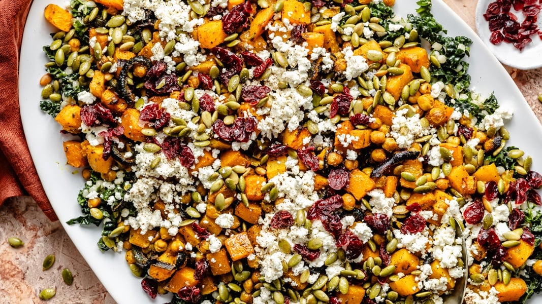 Warm Roasted Vegetable Harvest Couscous Salad (perfect for meal prep!)