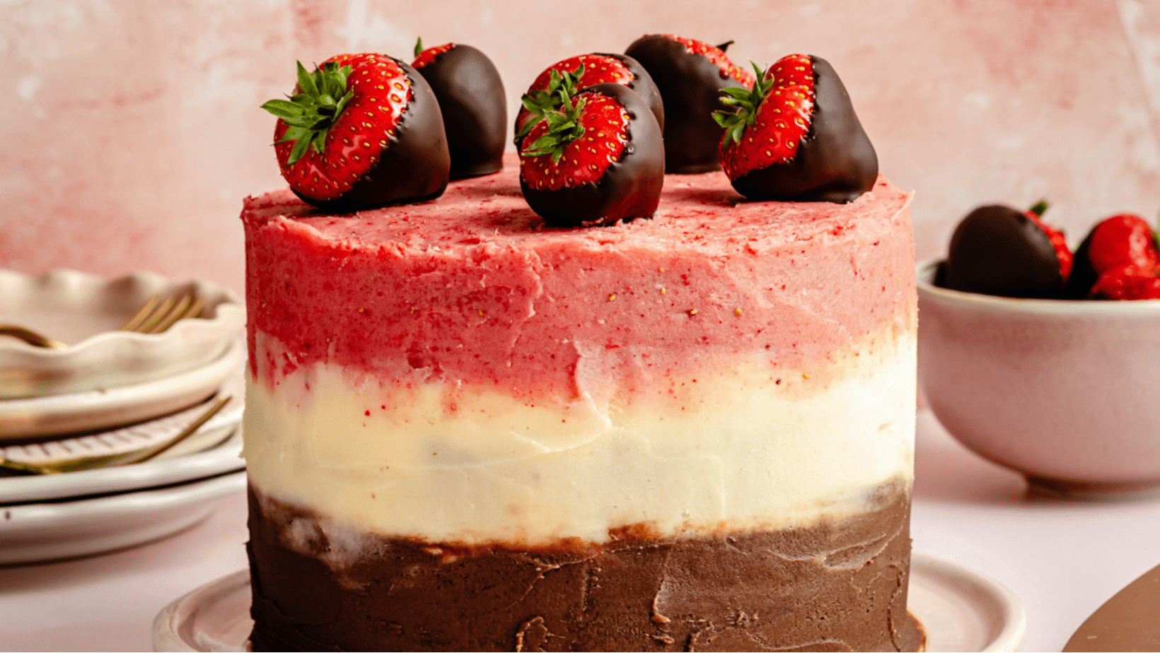Beautiful Neapolitan Cake (easy & gluten-free!)