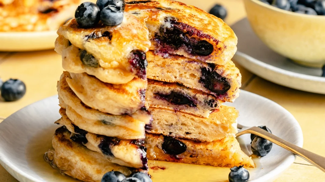Grandma's Buttermilk Blueberry Pancakes (10g of protein!)