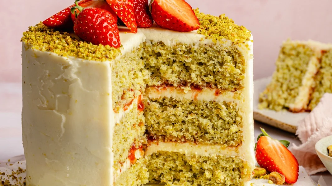Lemon Pistachio Cake with Lemon Frosting (gluten-free!)