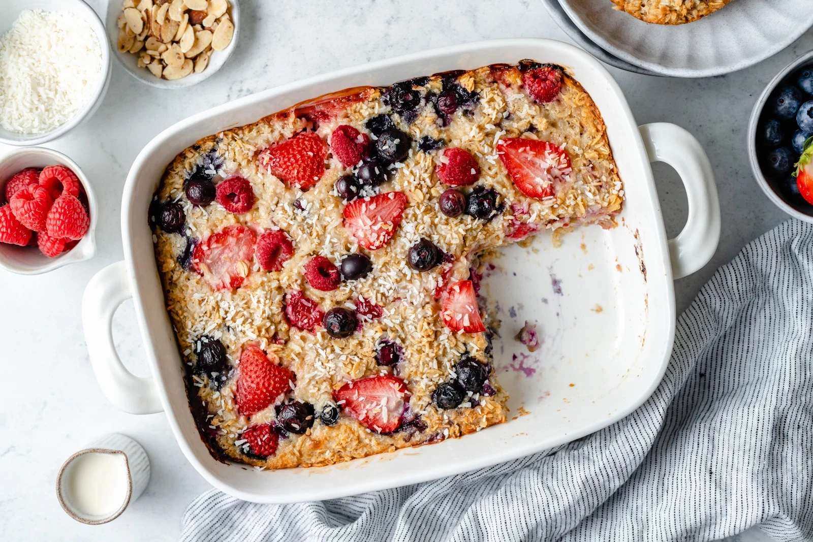 Triple Berry Baked Oatmeal with Coconut Milk (berries & cream!)